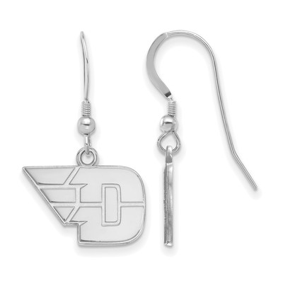 Sterling Silver Rhodium-plated LogoArt University of Dayton Small Dangle Wire Earrings