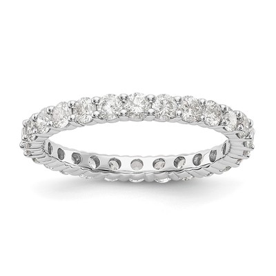 14k White Gold 1 1/2 carat Lab Grown Diamond VS/SI+ G+ Size 7.5 Shared Prong Eternity Band