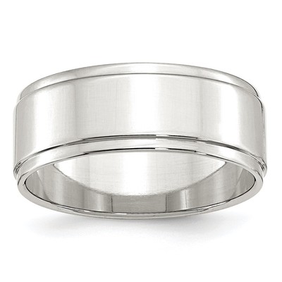 Sterling Silver 8mm Flat with Step Edge Size 4.5 Band