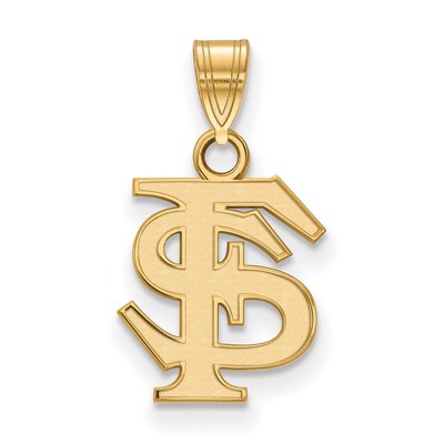 Sterling Silver Gold-plated LogoArt Florida State University F-S Small Pendant