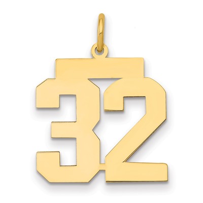 14k Medium Polished Number 32 Charm