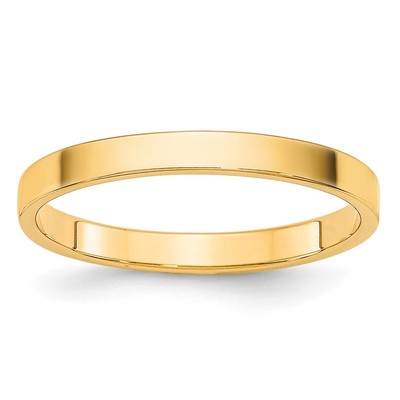 14k Yellow Gold 2mm Lightweight Flat Wedding Band Size 12