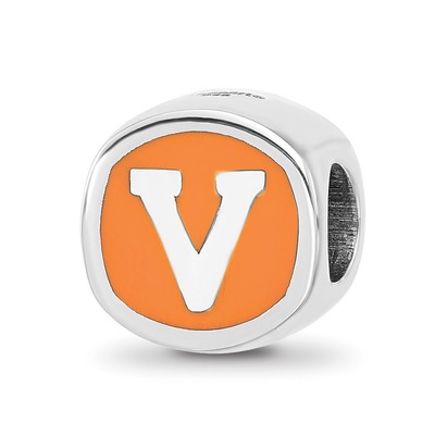 Sterling Silver Rhodium-plated LogoArt University of Virginia Double Logo Enameled Bead