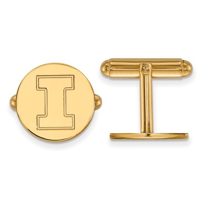 Sterling Silver Gold-plated LogoArt University of Illinois Letter I Cuff Links