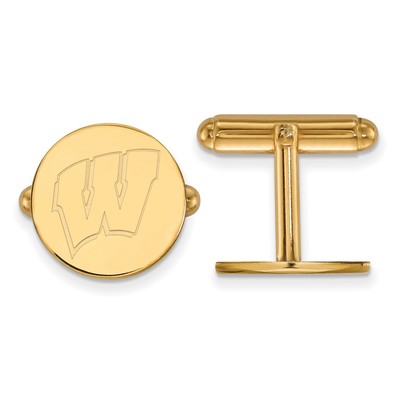 Sterling Silver Gold-plated LogoArt University of Wisconsin Letter W Cuff Links