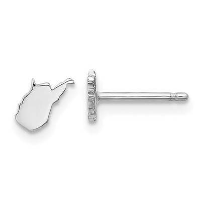 Sterling Silver/Rhodium-plated West Virginia State Earrings