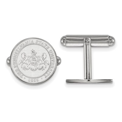 Sterling Silver Rhodium-plated LogoArt Penn State University Crest Cuff Links