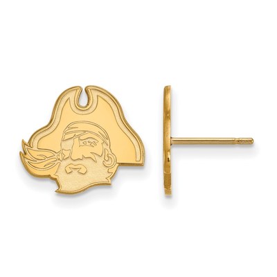 10k Gold LogoArt East Carolina University Pirate Small Post Earrings