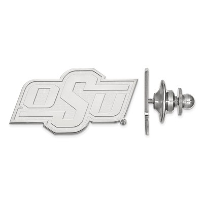 Sterling Silver Rhodium-plated LogoArt Oklahoma State University O-S-U Lapel Pin