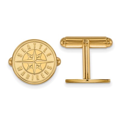 Sterling Silver Gold Plated Major League Baseball LogoArt Seattle Mariners Cuff Links