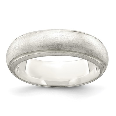 Sterling Silver 6mm Satin Half Round with Edge Lines Size 6 Band
