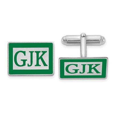 SS/Rhodium-plated Epoxy Boarder and Letter Monogram Cuff Link