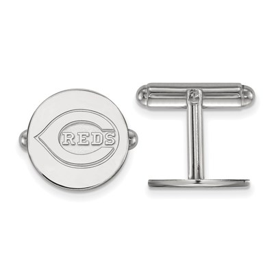 Sterling Silver Rhodium Plated Major League Baseball LogoArt Cincinnati Reds Cuff Links
