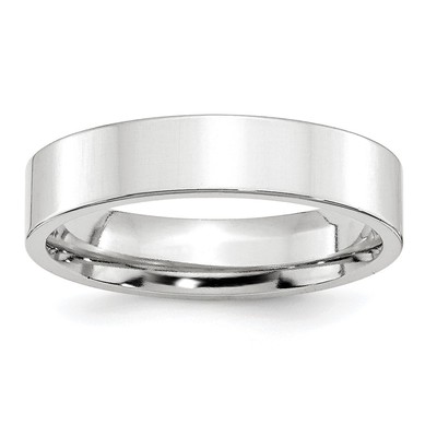 Platinum 5mm Polished Flat Wedding Band Size 10