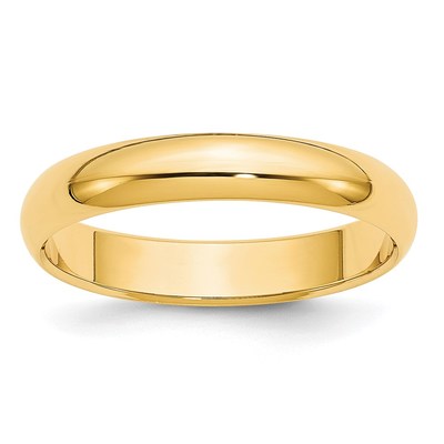 14k Yellow Gold 4mm Half-Round Wedding Band Size 7