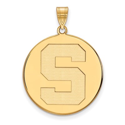 Sterling Silver Gold-plated LogoArt Michigan State University Letter S Extra Large Disc Pendant