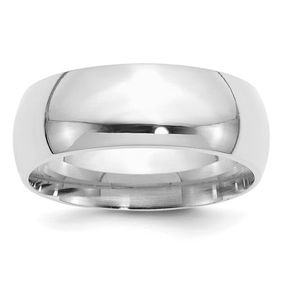 Sterling Silver Rhodium-plated 8mm Comfort Fit Size 13 Band