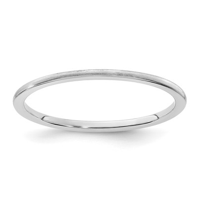 14K White Gold 1.2mm Half Round Satin Stackable Band Size 9