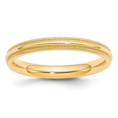 10k Yellow Gold 3mm Milgrain Half Round Comfort Fit Wedding Band Size 9.5