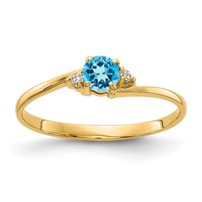 14k 4mm Blue Topaz VS Diamond ring