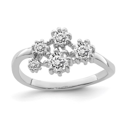 Sterling Silver Rhodium-plated w/ CZ Ring