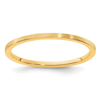 14K Yellow Gold 1.2mm Flat Satin Stackable Band Size 4.5