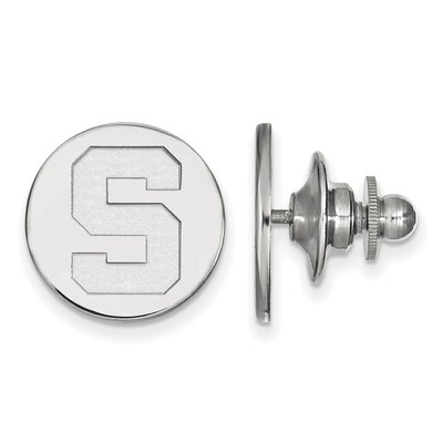 14k White Gold LogoArt Michigan State University Letter S Lapel Pin