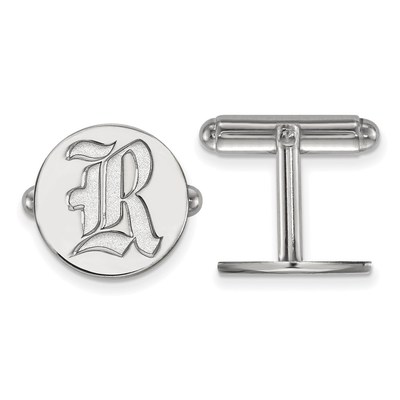 Sterling Silver Rhodium-plated LogoArt Rice University Letter R Cuff Links