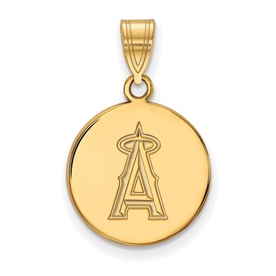 Sterling Silver Gold-plated MLB LogoArt Los Angeles Angels Medium Disc Pendant