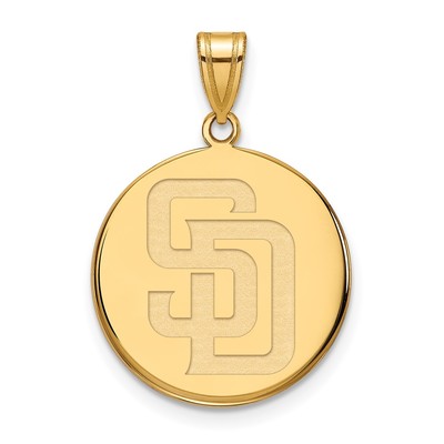 10k Gold MLB LogoArt San Diego Padres Letters S-D Large Disc Pendant