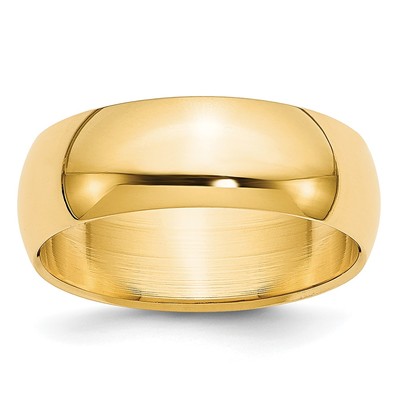 14k Yellow Gold 6mm Half-Round Wedding Band Size 5.5