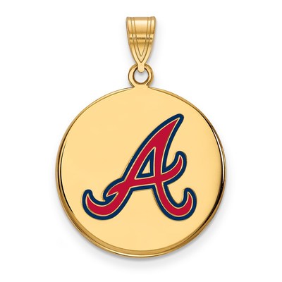 Sterling Silver Gold-plated MLB LogoArt Atlanta Braves Large Enameled Disc Pendant