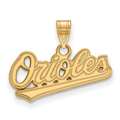 14k Gold MLB LogoArt Baltimore Orioles Script Small Pendant