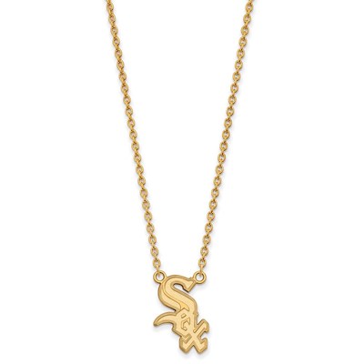 14k Gold MLB LogoArt Chicago White Sox Large Pendant 18 inch Necklace
