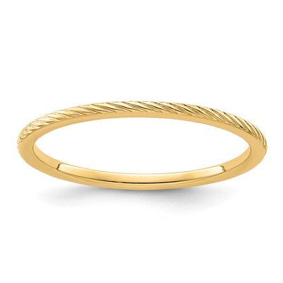 14K Yellow Gold 1.2mm Twisted Wire Pattern Stackable Band Size 9.5