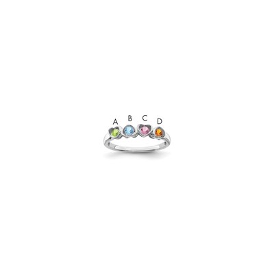 Sterling Silver Rhodium-plated Synthetic 4 Stone Mother's Ring