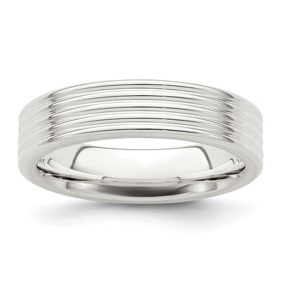 Sterling Silver 5mm Polished 5-Row Fancy Band Size 10.5