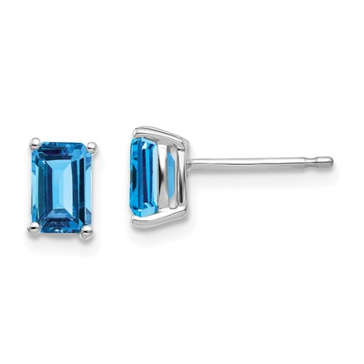 14k White Gold 6x4mm Emerald Earring Mountings