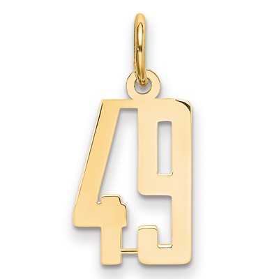14k Small Elongated Number 49 Charm