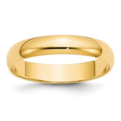 10k Yellow Gold 4mm Lightweight Half Round Wedding Band Size 10.5