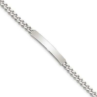 Sterling Silver 8inch Polished Engraveable Curb Link ID Bracelet