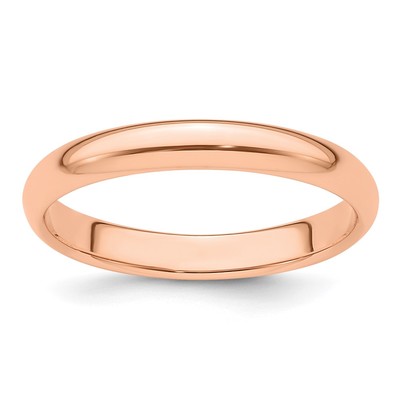 14k Rose Gold 3mm Half-Round Wedding Band Size 4.5