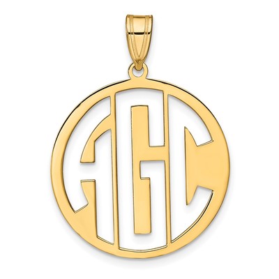 14k Yellow Gold Round Cut-out Monogram Pendant