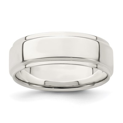 Sterling Silver 7mm Flat with Step Edge Size 4.5 Band
