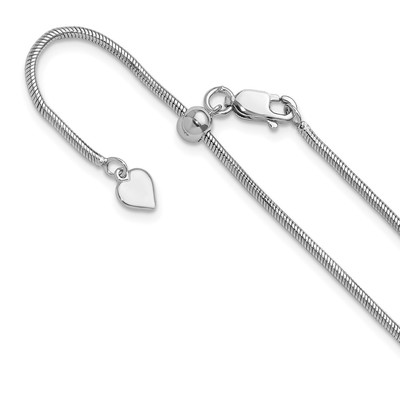 Sterling Silver RH-plated Adjustable 1.6mm Snake Chain