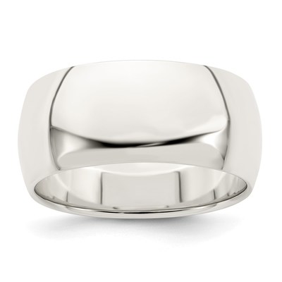 Sterling Silver 9mm Half Round Size 10 Band