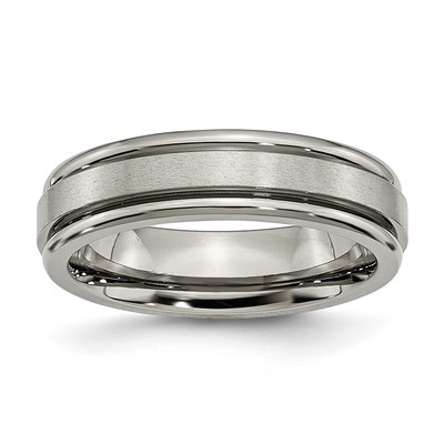 Chisel Titanium Satin and Polished 6mm Grooved Edge Band