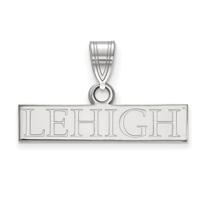 14k White Gold LogoArt Lehigh University Small Bar Pendant