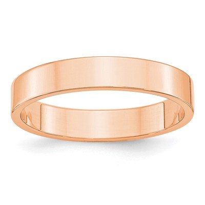 14k Rose Gold 4mm Lightweight Flat Wedding Band Size 7.5