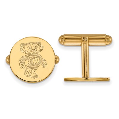 Sterling Silver Gold-plated LogoArt University of Wisconsin Badger Cuff Links